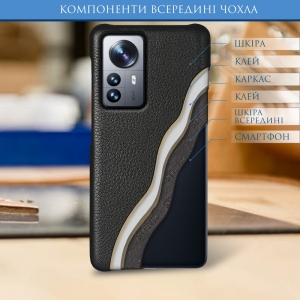 Кожаная накладка Stenk Cover для Xiaomi 12 Pro 5G Чёрная