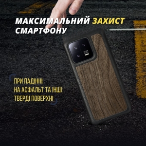Шкіряна накладка Stenk WoodBacker для Xiaomi 13 Чорна