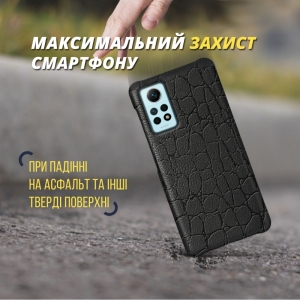 Шкіряна накладка Stenk Reptile Cover для Xiaomi Redmi Note 12 Pro 4G Чорна