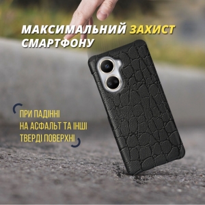 Кожаная накладка Stenk Reptile Cover для HuaWei Nova 10 SE Чёрная