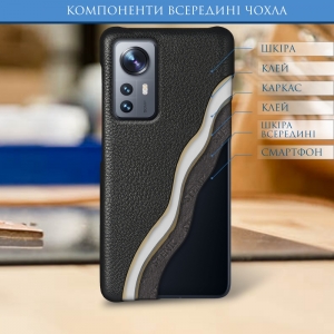 Кожаная накладка Stenk Cover для Xiaomi 12 5G Чёрная