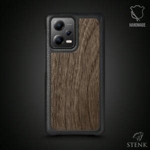 Шкіряна накладка Stenk WoodBacker для Xiaomi Poco X5 Чорна