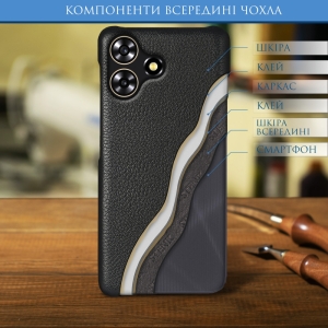 Кожаная накладка Stenk Cover для ZTE Blade A73 Чёрный
