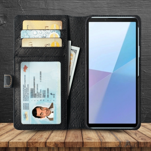 чехол-кошелек на Sony Xperia 10 VI Черный Stenk Premium Wallet фото 2