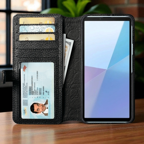 чехол-кошелек на Sony Xperia 10 VI Черный Stenk Premium Wallet фото 2
