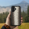 Кожаная накладка Stenk ExBacker для Apple iPhone 16 Plus Черно-белая кобра