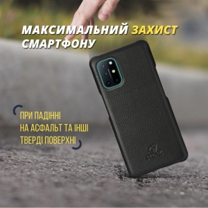 Кожаная накладка Stenk Cover для OnePlus 8T Чёрная