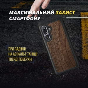 Шкіряна накладка Stenk WoodBacker для Samsung Galaxy M36 Чорний
