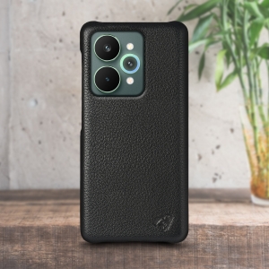 Кожаная накладка Stenk Cover для Realme 15 Pro Чёрная