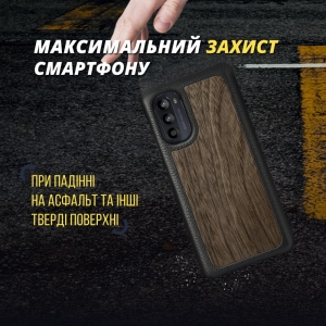 Шкіряна накладка Stenk WoodBacker для Motorola Moto G52 Чорна