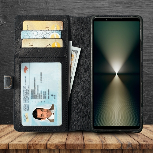 чехол-кошелек на Sony Xperia 1 VI Черный Stenk Premium Wallet фото 2