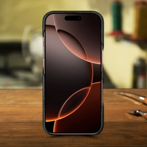 Кожаная накладка Stenk ExBacker для Apple iPhone 16 Pro Max Зелёный питон