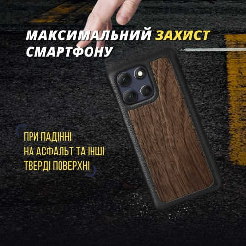 бампер на Motorola Moto G86 Чорний Stenk WoodBacker фото 4