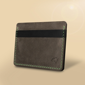 Кожаный картхолдер Stenk Premium Slim серый/чёрный