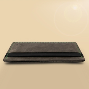 Кожаный картхолдер Stenk Premium Slim серый/чёрный