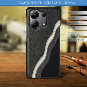 Кожаная накладка Stenk Cover для Xiaomi Redmi Note 13 4G Чёрная