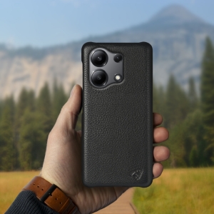Кожаная накладка Stenk Cover для Xiaomi Redmi Note 13 4G Чёрная