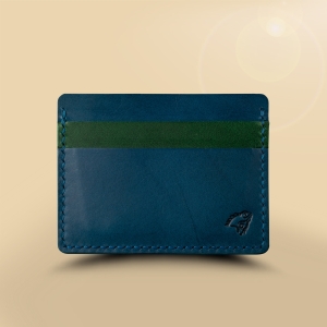 Шкіряний картхолдер Stenk Premium Slim синій/зелений