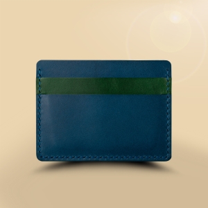 Шкіряний картхолдер Stenk Premium Slim синій/зелений
