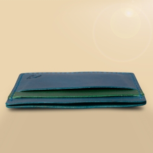 Шкіряний картхолдер Stenk Premium Slim синій/зелений