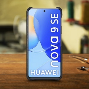 Кожаная накладка Stenk Cover для HuaWei Nova 9 SE Чёрная