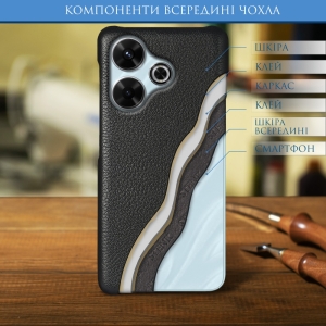 Кожаная накладка Stenk Cover для Xiaomi Redmi 13 Черный