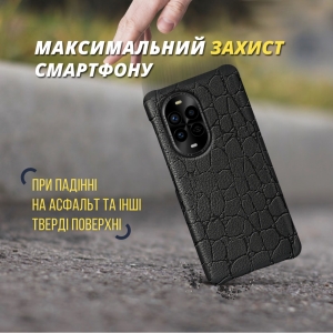 Кожаная накладка Stenk Reptile для HuaWei Nova 13 Pro Чёрный