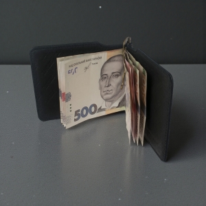 Шкіряний затиск для грошей Stenk Moneyclip Чорний
