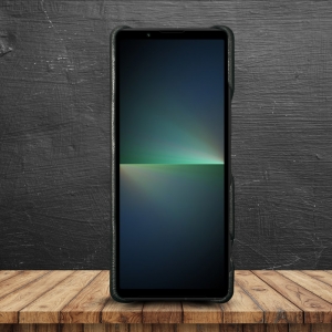 Кожаная накладка Stenk WoodBacker для Sony Xperia 5 V Чёрная