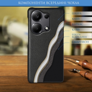 Шкіряна накладка Stenk Cover для Xiaomi Redmi Note 13 Pro 4G Чорна
