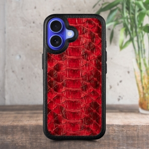 Кожаная накладка Stenk ExBacker Python Scales для Apple iPhone 16 Красный