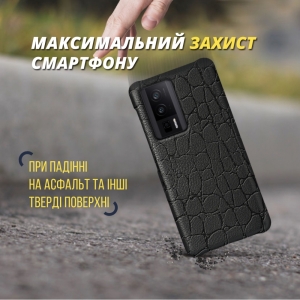 Шкіряна накладка Stenk Reptile Cover для Xiaomi Poco F5 Pro Чорна