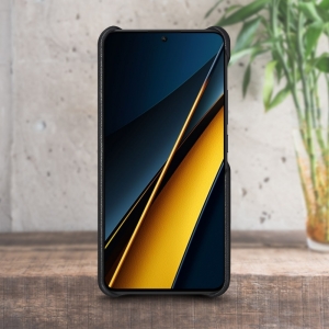 Кожаная накладка Stenk Cover для Xiaomi Poco X6 Pro Чёрная