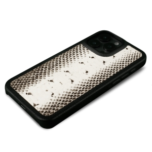 Шкіряна накладка Stenk ExBacker для Apple iPhone 16 Pro Max Чорно-біла кобра