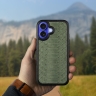 Кожаная накладка Stenk ExBacker Python Scales для Apple iPhone 16 Оливковый