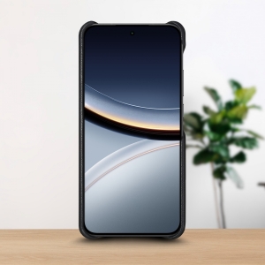 Шкіряна накладка Stenk WoodBacker для Xiaomi Poco F7 Чорний