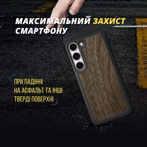 Шкіряна накладка Stenk WoodBacker для Samsung Galaxy S23 Чорна