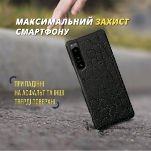 Шкіряна накладка Stenk Reptile Cover для Sony Xperia 5 IV Чорна