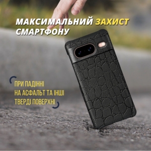 Кожаная накладка Stenk Reptile Cover для Google Pixel 8 Чёрная