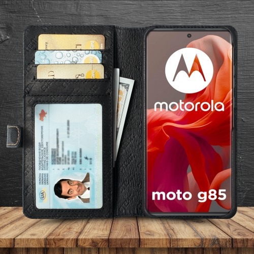 чехол-кошелек на Motorola Moto G85 Черный Stenk Premium Wallet фото 2