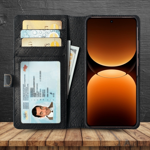 чехол-кошелек на Realme GT 7 Pro Черный Stenk Premium Wallet фото 2
