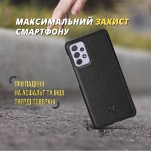 Кожаная накладка Stenk Cover для Samsung Galaxy A52 Чёрная