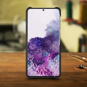 Кожаная накладка Stenk WoodBacker для Samsung Galaxy S20 Plus Чёрная