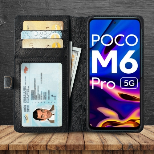 чехол-кошелек на Xiaomi Poco M6 Pro Черный Stenk Premium Wallet фото 2