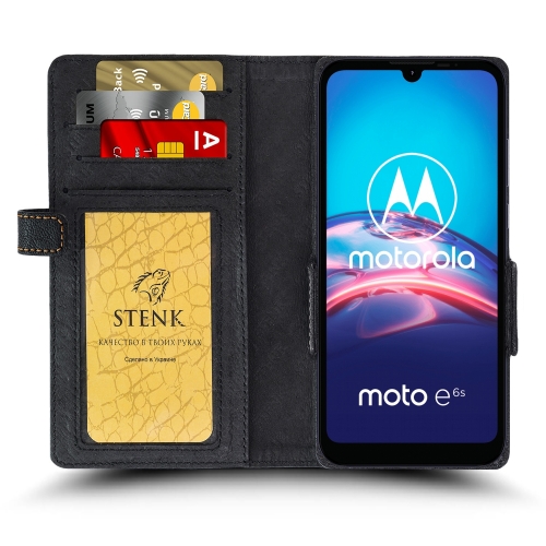 чохол-книжка на Motorola Moto e6s Чорний Stenk Wallet фото 2