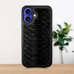 Кожаная накладка Stenk ExBacker Python Scales для Apple iPhone 16 Черный