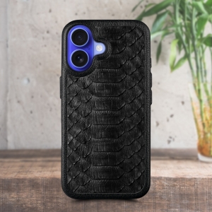 Кожаная накладка Stenk ExBacker Python Scales для Apple iPhone 16 Черный