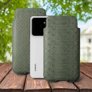 Футляр Stenk Sportage Python для Xiaomi 14 Pro Оливковый