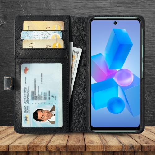 чехол-кошелек на Infinix Hot 40 Pro Черный Stenk Premium Wallet фото 2