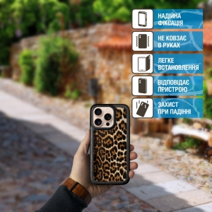 Кожаная накладка Stenk ExBacker для Apple iPhone 16 Pro Леопард пони